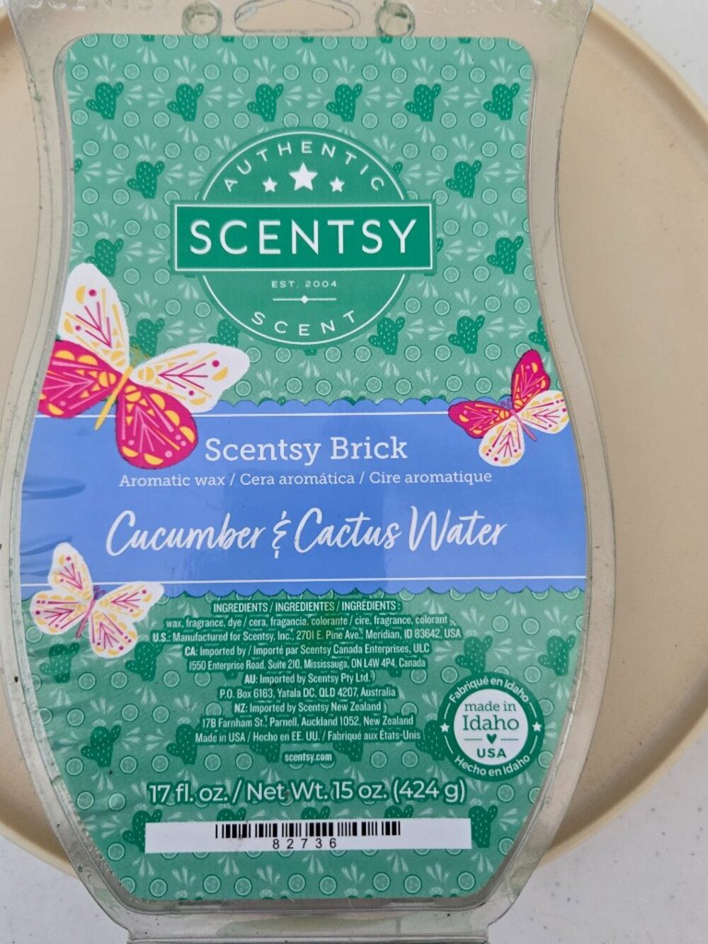 Scentsy Cucumber & Cactus Water Scentsy Brick Wax Melt15 oz 424g Fragrance USA